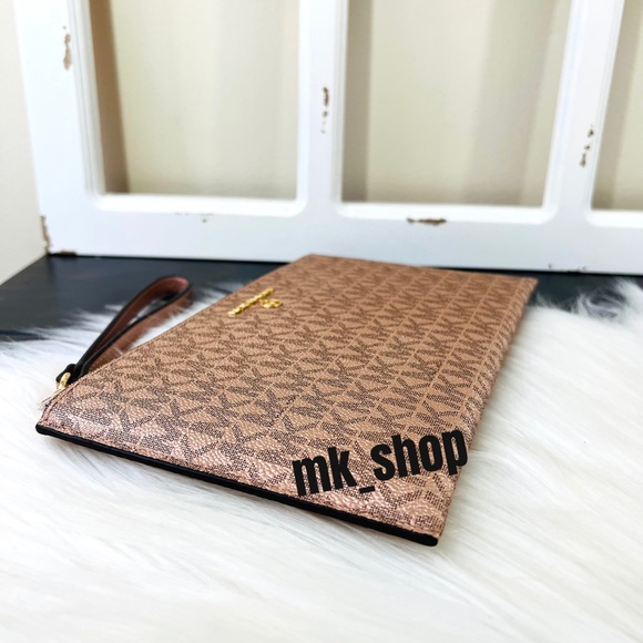 Michael Kors Jet Set Charm Large Zip Clutch Wristlet Rose Gold - Picture 6 of 11